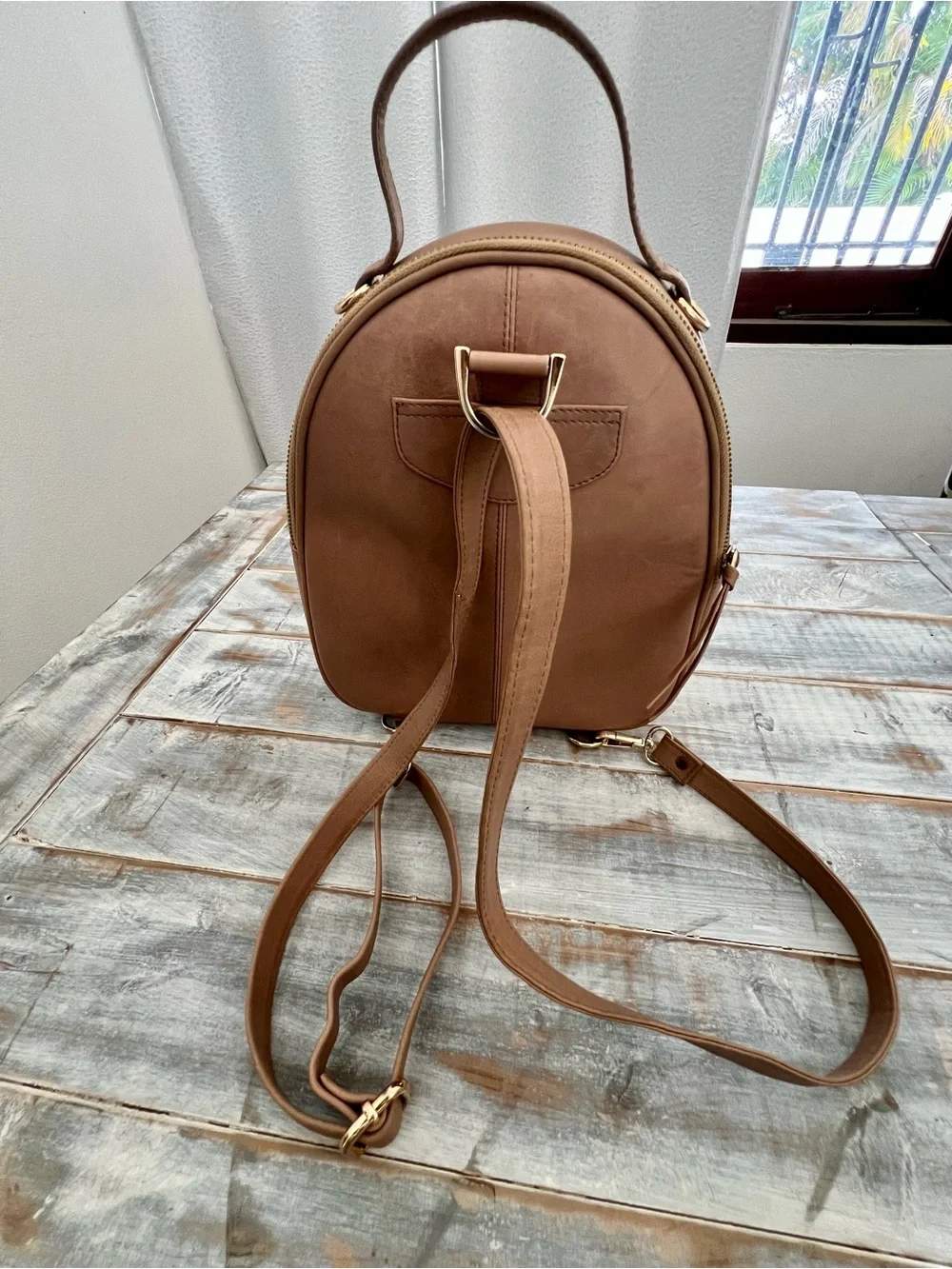 German Patiño Colombian Leather Backpack | Genuine Leather | Taupe Blush | Handm